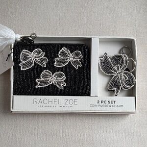 Rachel Zoe Black and Silver Beaded Coin Purse